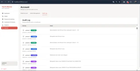 Audit log page