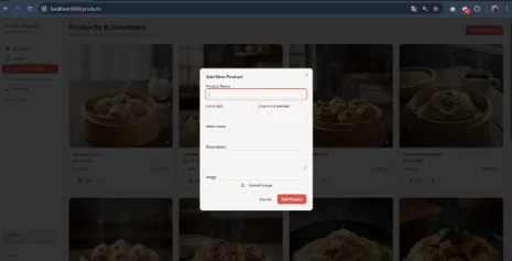 Add new product modal