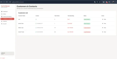 Customer and contacts page