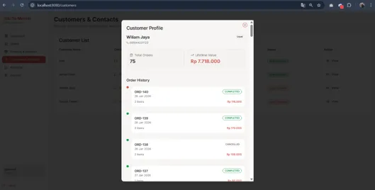 Customer detail modal