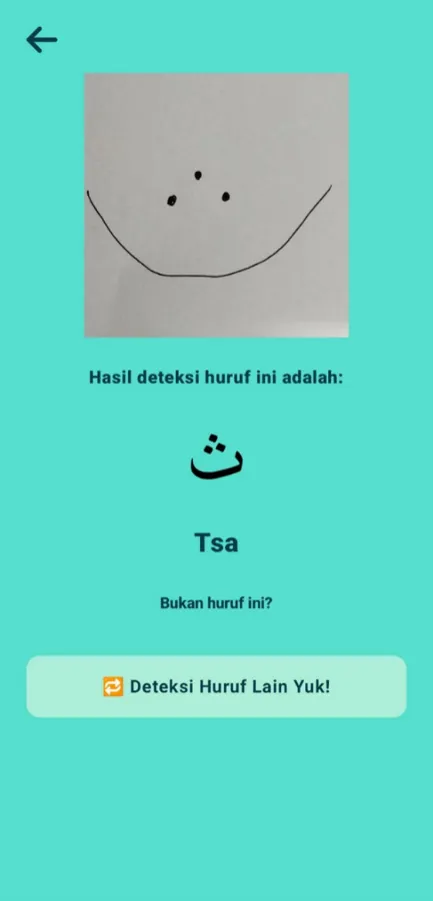 Detection result: recognized letter shown
