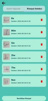Detection history and saved scans