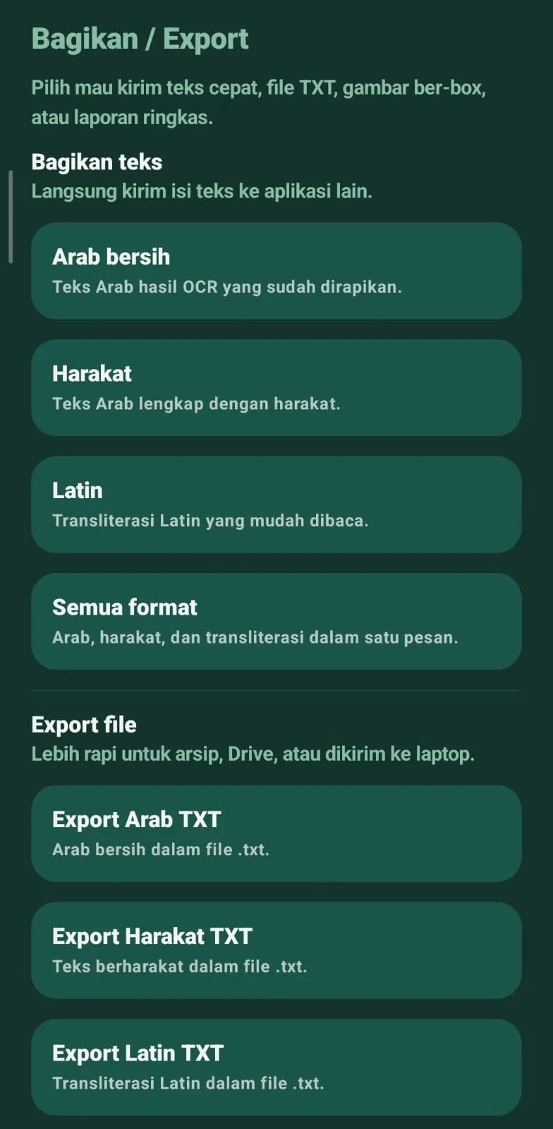 Share and export results